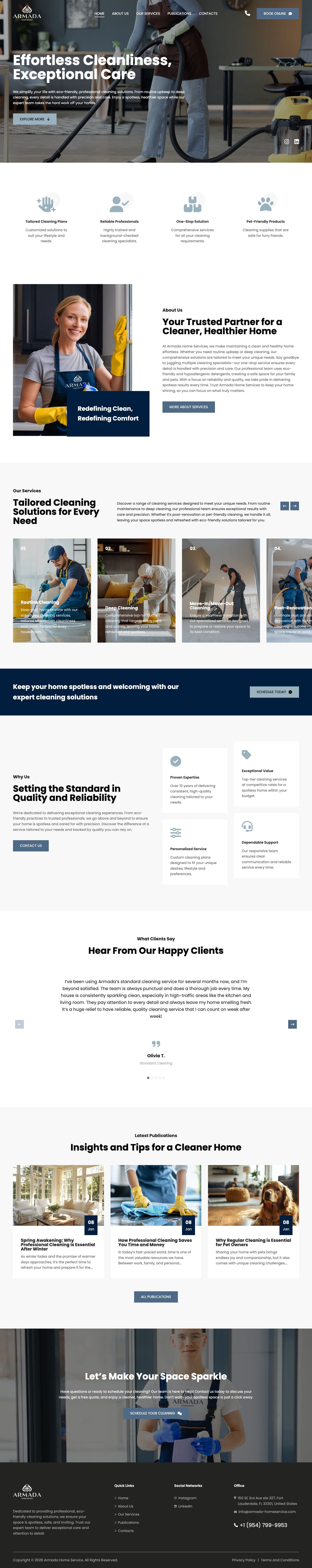 Armada Home Service website, full page
