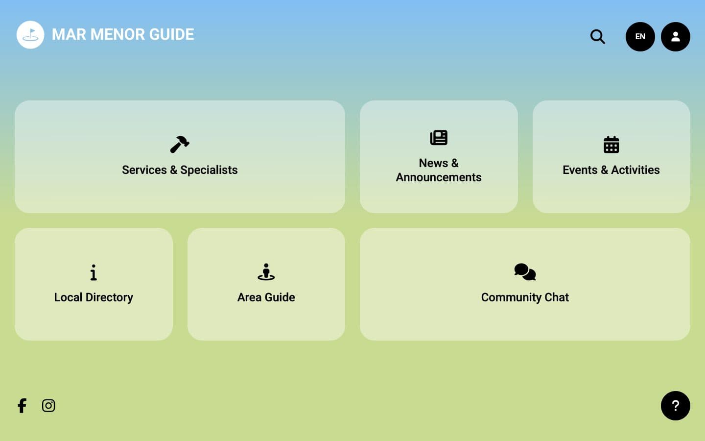 Mar Menor Guide website, full page