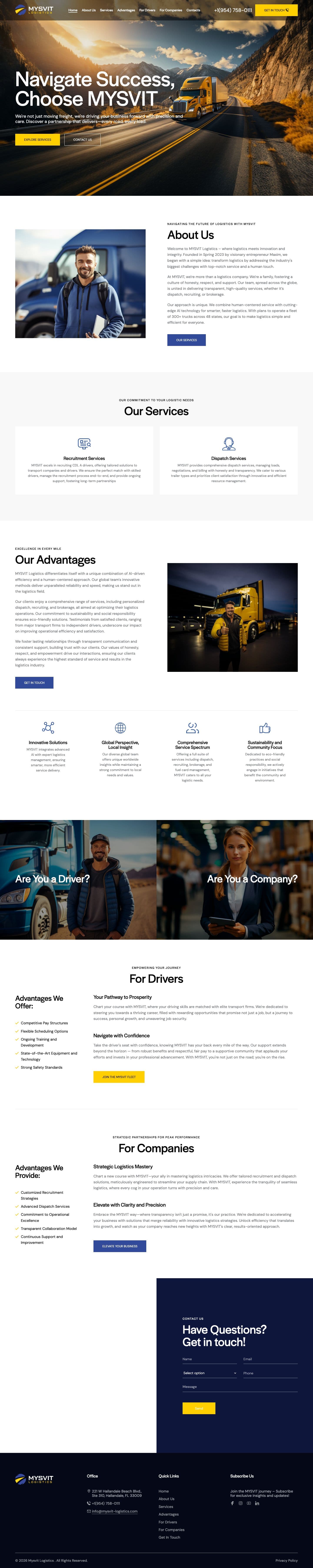 MYSVIT Logistics website, full page